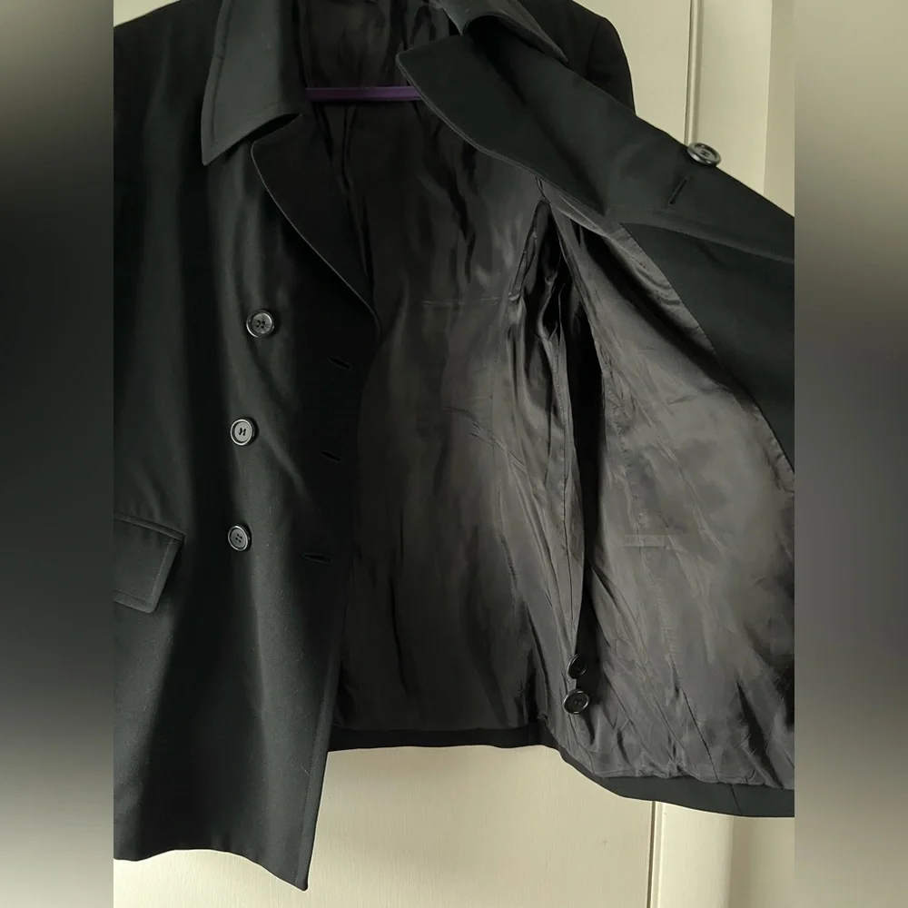 J. Crew Peacoat Blazer Double Breasted Solid Black Large - Picture 5 of 6